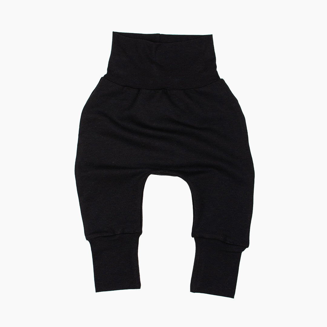 Black GrowWithMe Harem Pants Pure Colour Baby